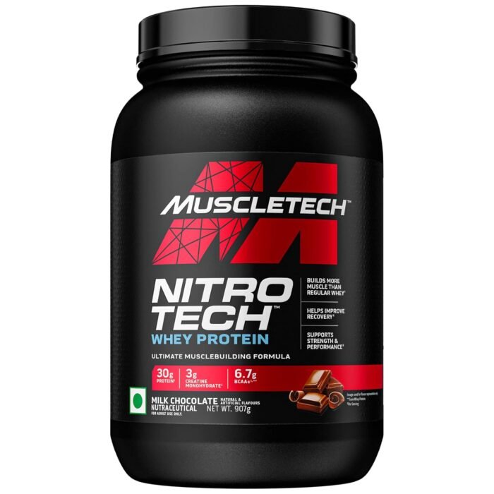 MuscleTech Nitro-Tech Whey Protein, 907g (2lbs), Cappuccino Flavour, 30g Protein